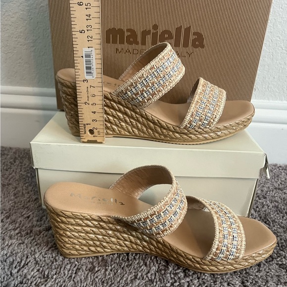 NIB Mariella Wedge Wedge Sandal 9.5 Beige - Picture 4 of 13